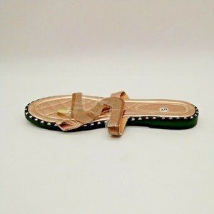 Womens Flat Heel Thong Zig Zag Rhinestone‎ Sandal  EUR 40 NEW